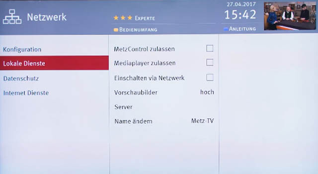 Lokale Dienste - Einstellungen Metz Smart TV